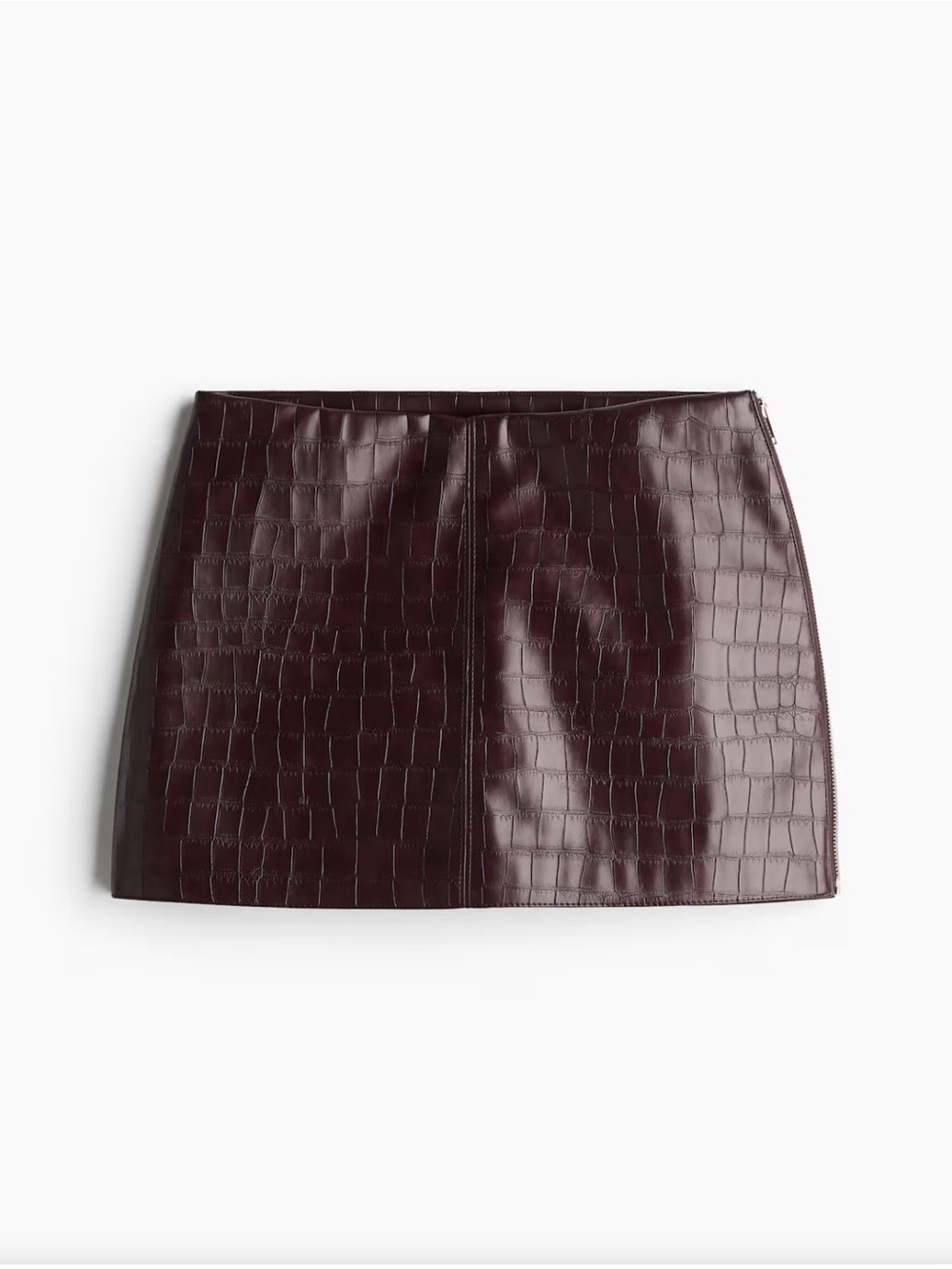 H&M Faux Croc Mini Skirt in Deep Wine